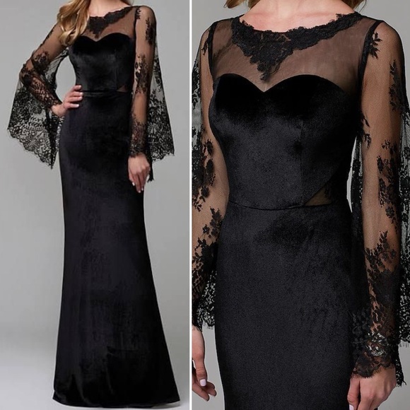 Dresses & Skirts - Elegant classy luxurious Black Lace Evening Gown formal lace dress